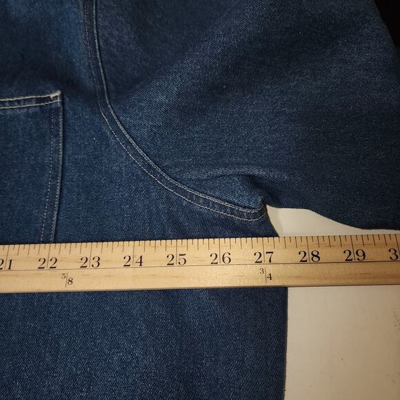 Vintage coat 90s Main Street Blues Oversized Chore Denim Button Down Jacket L - Picture 6 of 8